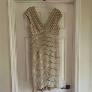 Cache Beige Layered Midi Dress